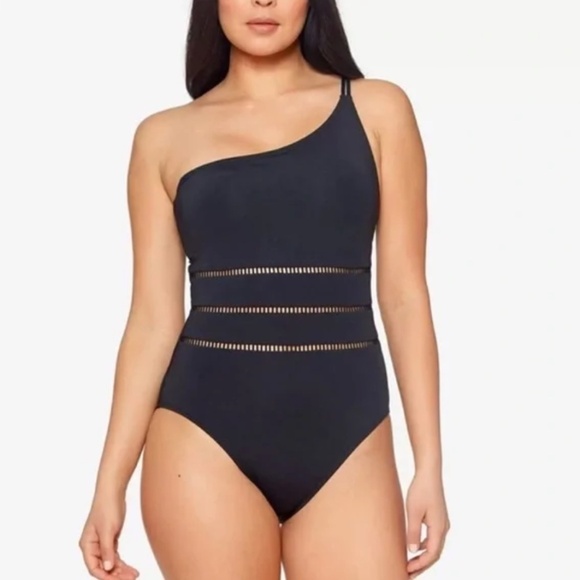 New! Bleu Rod Beattie‎ One Shoulder Swimsuit - Behind the Seams - Picture 1 of 9